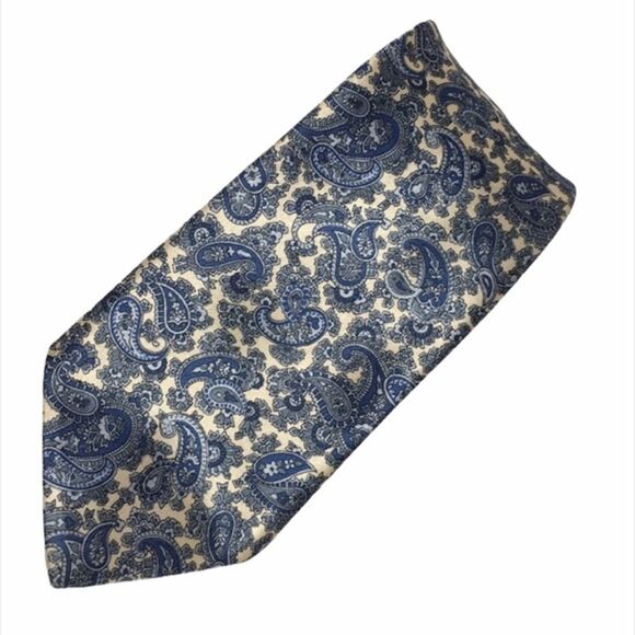 Ketch Paisley Tie Blue Cream - Picture 1 of 5